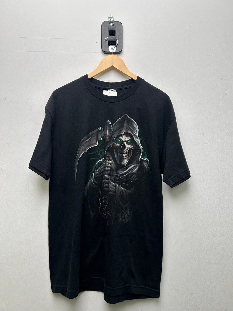 Vintage 00's Green Grim Reaper Black Tee sz.L