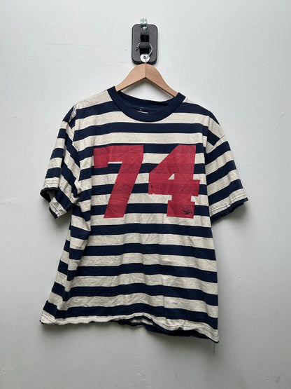 Preowned 74 Is War Navy Cream Sorbet Stripe Tee sz.M