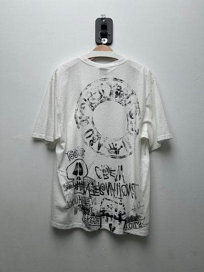 New Stussy Black Skull AOP White Tee sz.L