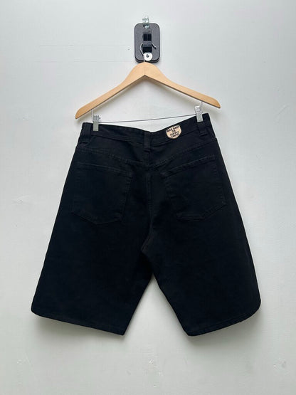 Preowned 74 Is War Patch Black Denim Shorts sz.32