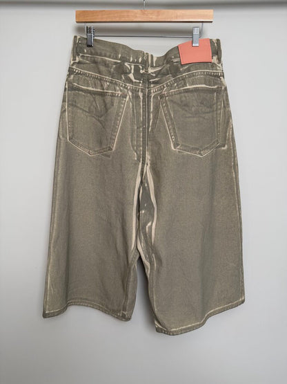 New ACNE 3/4 Wax Cream Olive Denim size 32-33