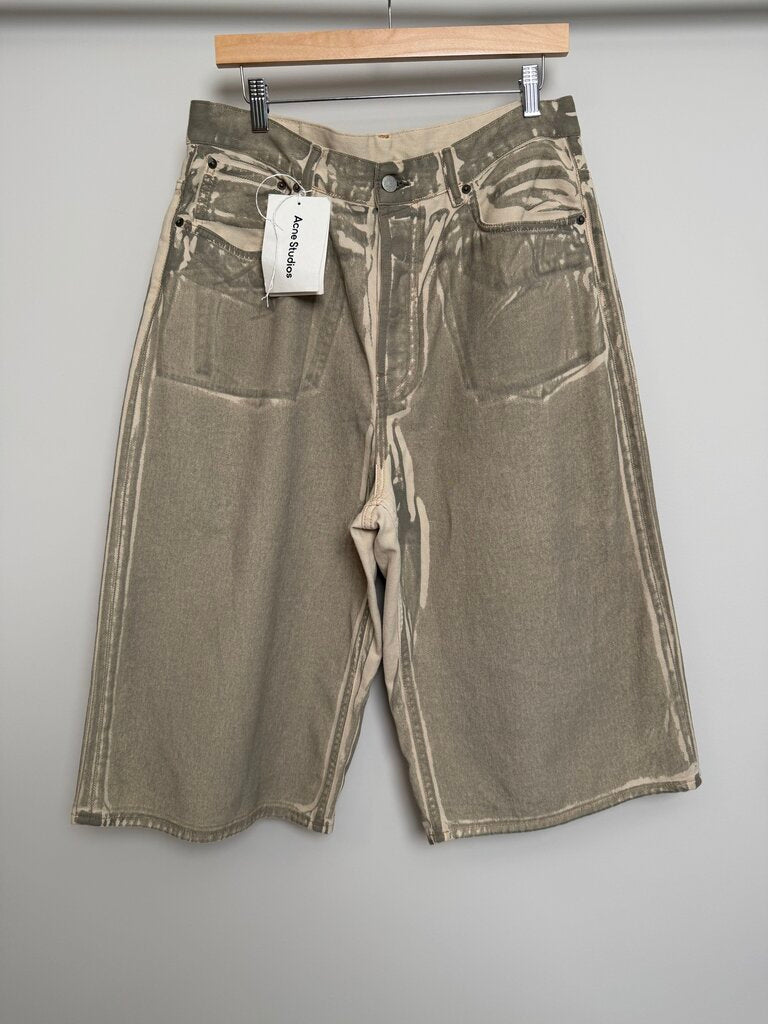 New ACNE 3/4 Wax Cream Olive Denim size 32-33