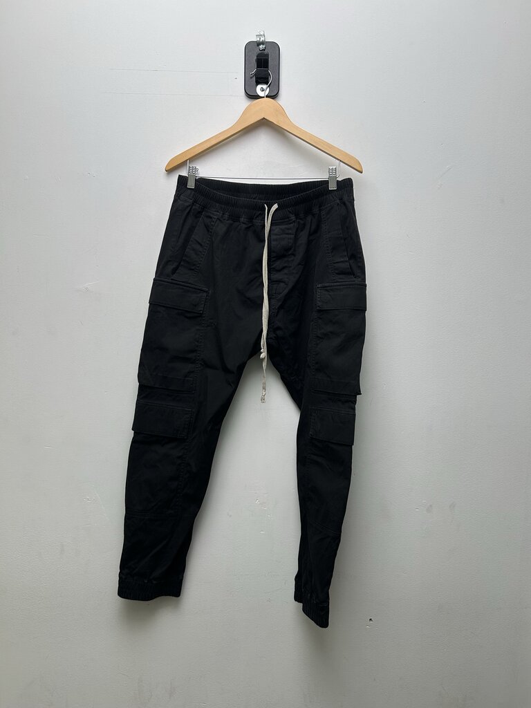 Preowned Rick Owens Black Canvas Cuff Cargo Sz.44