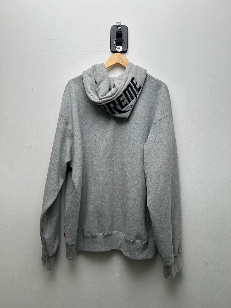 New Supreme Grey Black Hood Logo Hoodie Sz.XXL
