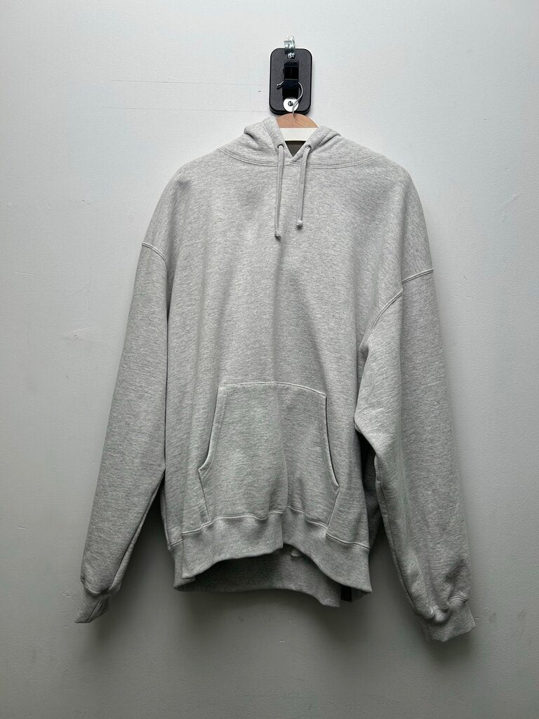 New Supreme Grey White Back Satin Logo Hoodie Sz.XXL