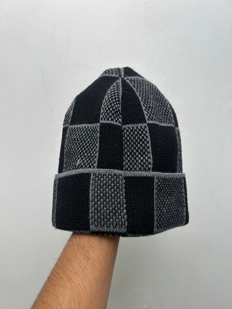 Preowned Louis Vuitton Black Grey Damier Beanie