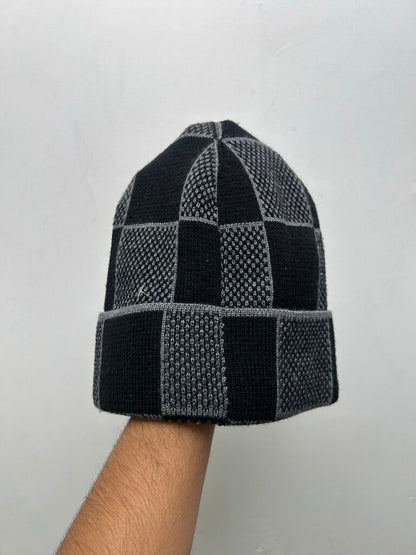 Preowned Louis Vuitton Black Grey Damier Beanie