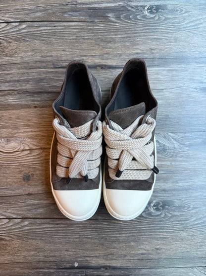 New Rick Owens Jumbo Lace Brown Suede Ramone Sz. 44