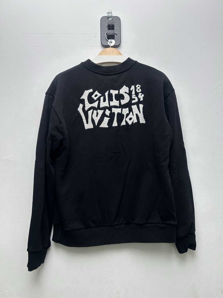 Preowned Louis Vuitton Black Owl Comic Patch Crewneck Sz.Large
