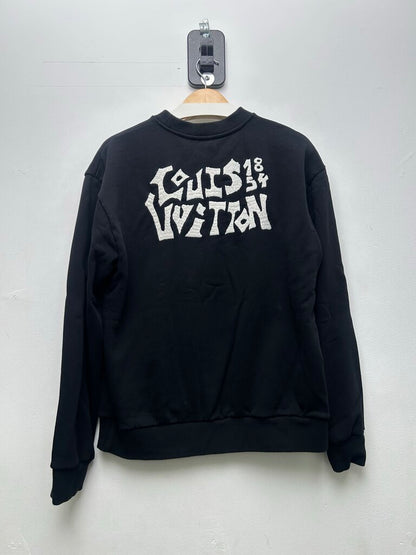 Preowned Louis Vuitton Black Owl Comic Patch Crewneck Sz.Large