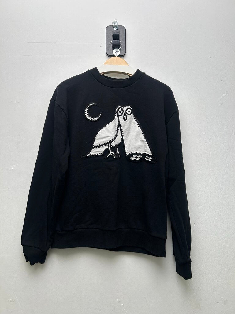 Preowned Louis Vuitton Black Owl Comic Patch Crewneck Sz.Large