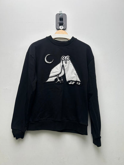 Preowned Louis Vuitton Black Owl Comic Patch Crewneck Sz.Large