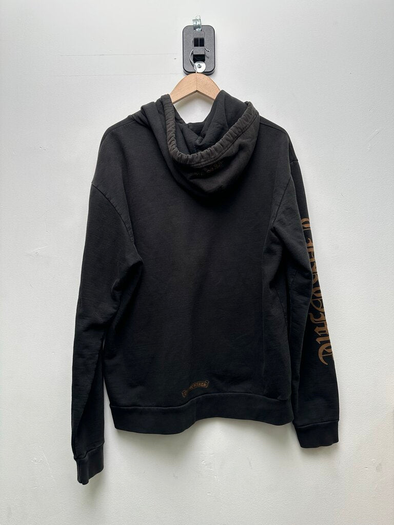 Preowned Chrome Hearts Black Brown Vertical Logo Hoodie Sz.Medium