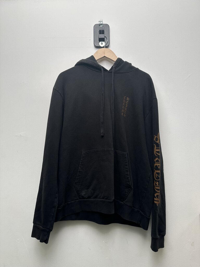 Preowned Chrome Hearts Black Brown Vertical Logo Hoodie Sz.Medium
