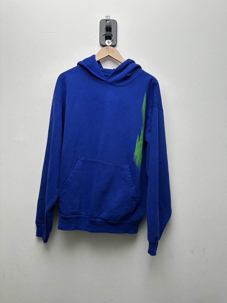 Preowned 74 Is War Blue Green Logo Hoodie Sz.Large