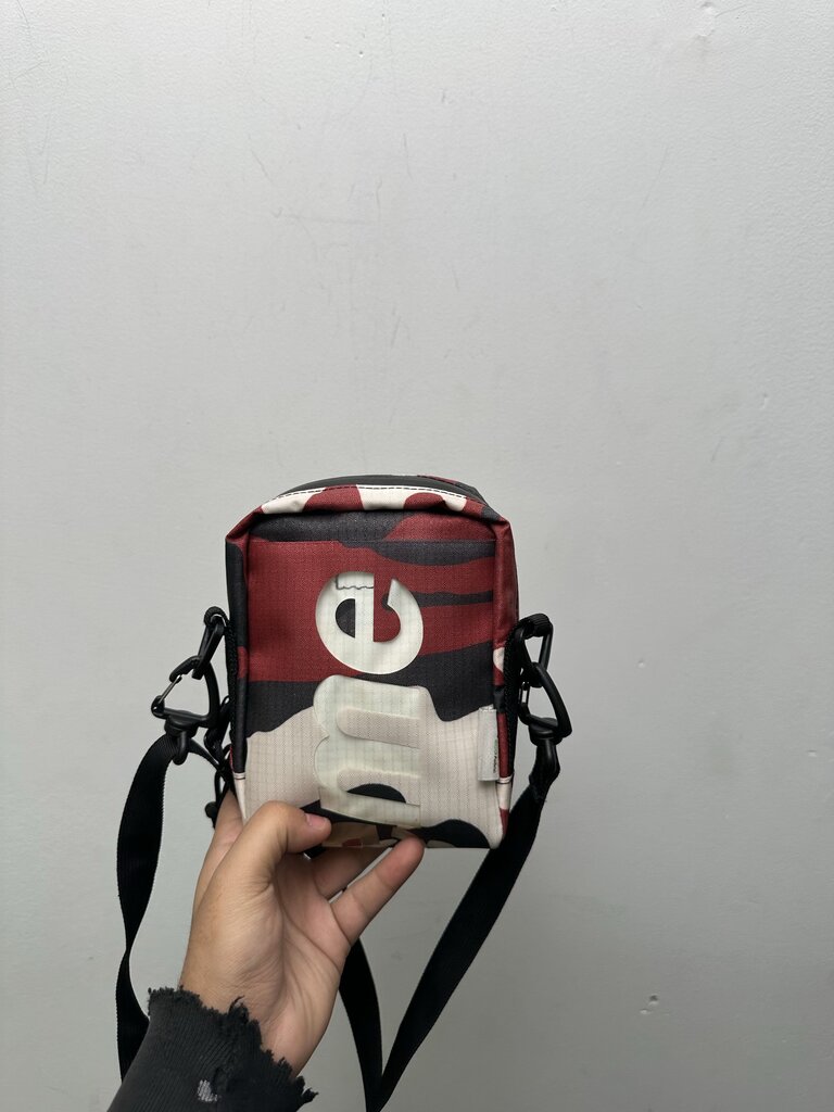 Preowned Supreme Red Camo Small Side Bag