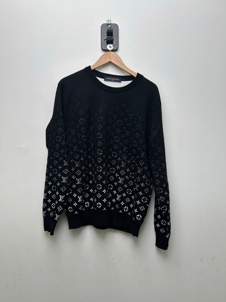 Preowned Louis Vuitton White Monogram Black Sweater sz.M