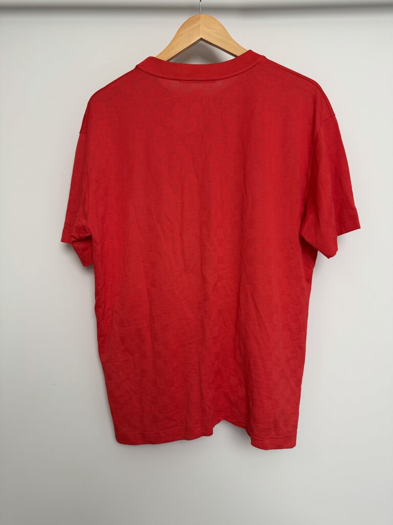 Pre-Owned Louis Vuitton Red Crystal Logo Tee Sz. M