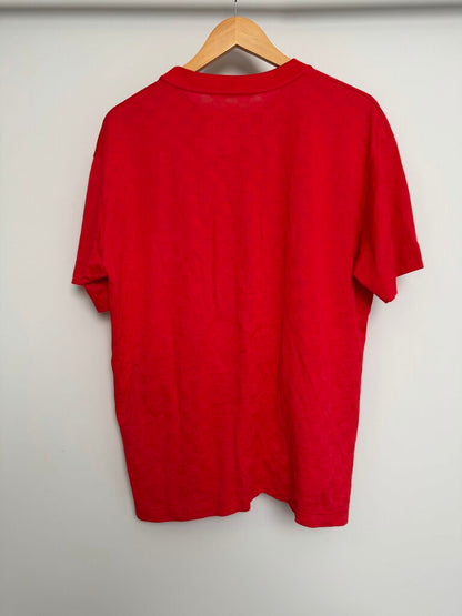 Pre-Owned Louis Vuitton Red Crystal Logo Tee Sz. M