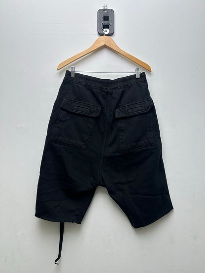 Preowned Rick Owens Black Drkshdw Logo Shorts Size Small