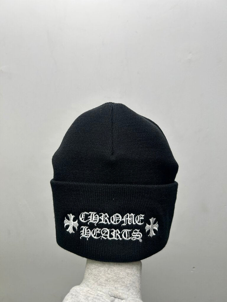 New Chrome Hearts White Embroidered Black Beanie