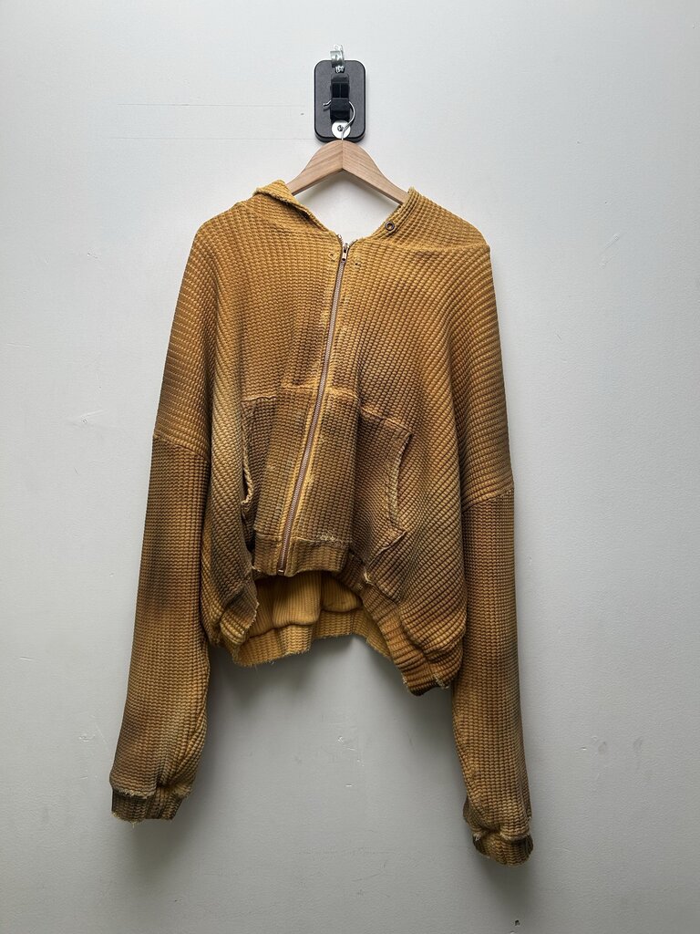 New GV Gallery Waffle Heavy Weight Distressed Zip Hoodie sz.M