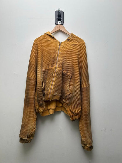 New GV Gallery Waffle Heavy Weight Distressed Zip Hoodie sz.M