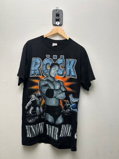 1998 WWF The Rock Wrap Around Tee Sz L