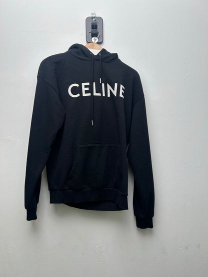 Preowned Celine Black White Logo Hoodie Sz.Small