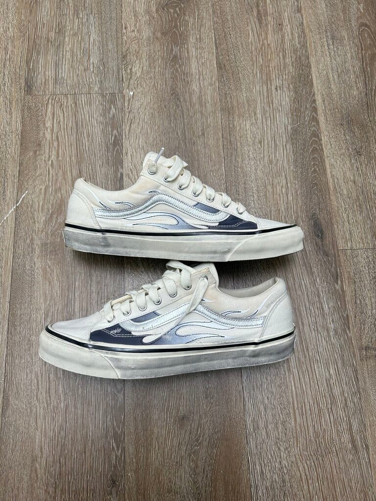 Preowned Vans White Silver Flame Sz.12