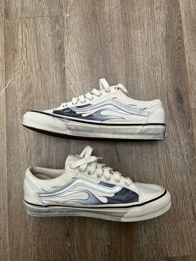 Preowned Vans White Silver Flame Sz.12
