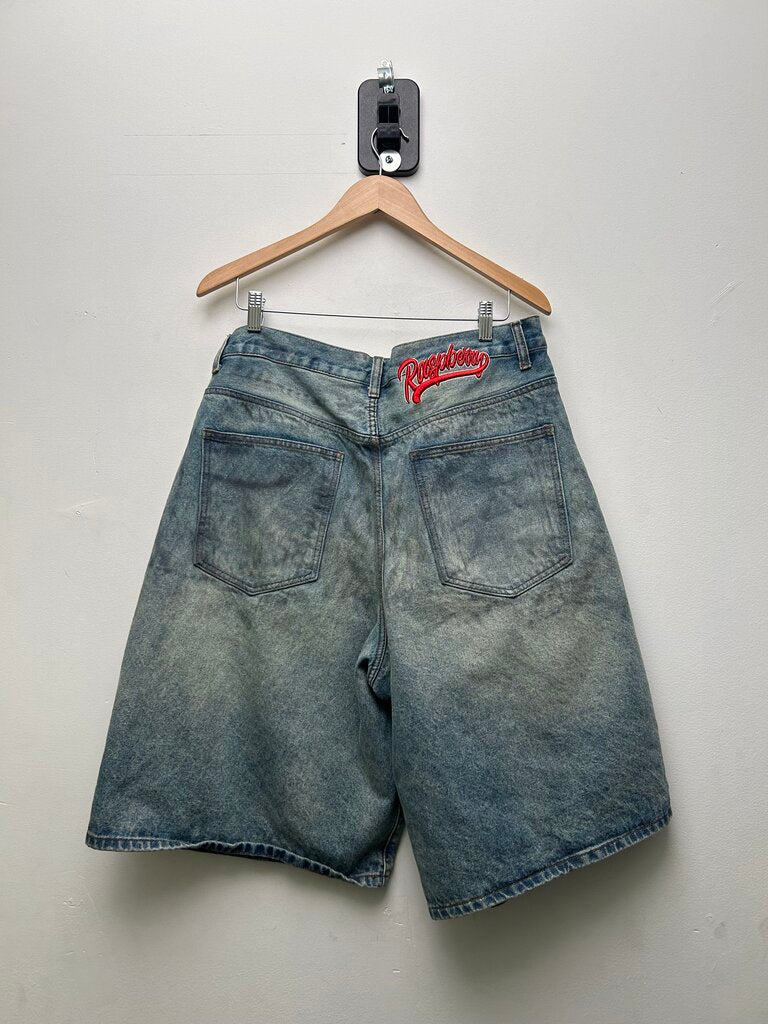 Preowned Gv Gallery Light Wash Red Raspberry Logo Shorts Sz.Medium