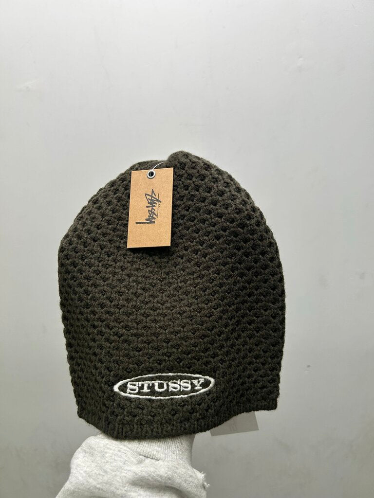 New Stussy Textured Knit Olive Skullcap Beanie
