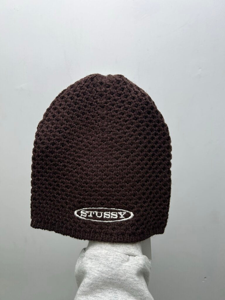 New Stussy Textured Knit Brown Skullcap Beanie