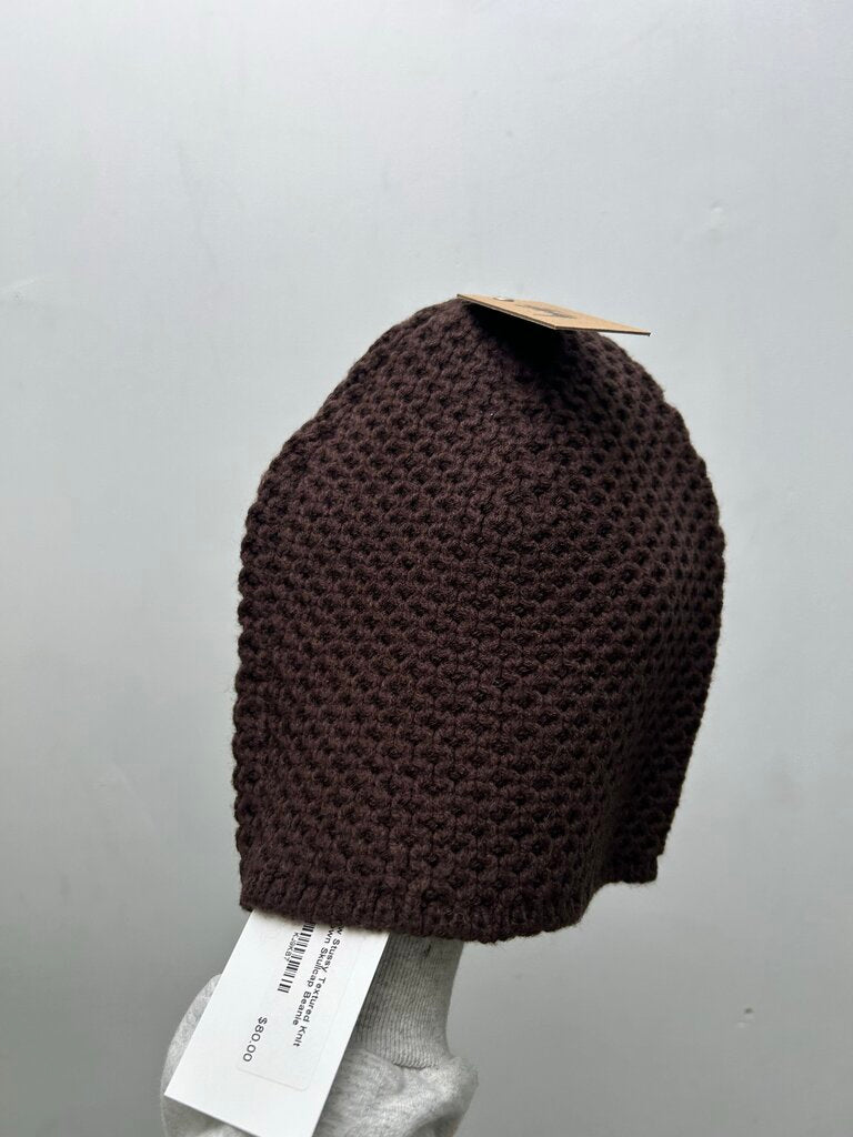 New Stussy Textured Knit Brown Skullcap Beanie