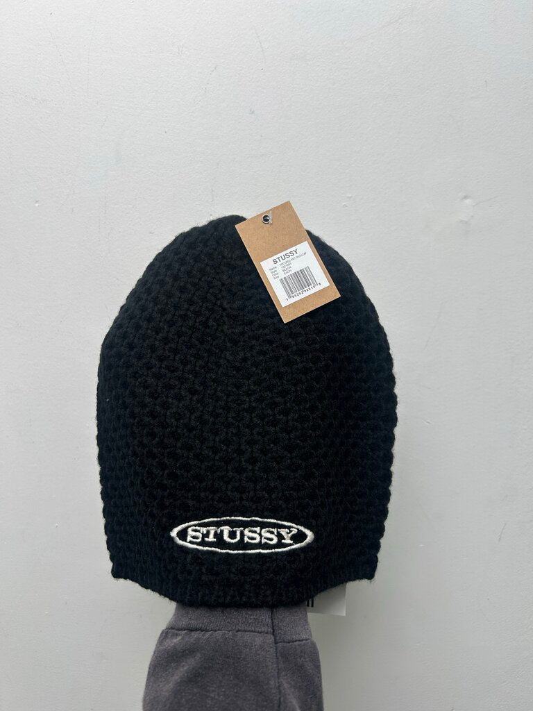 New Stussy Textured Knit Black Skullcap Beanie