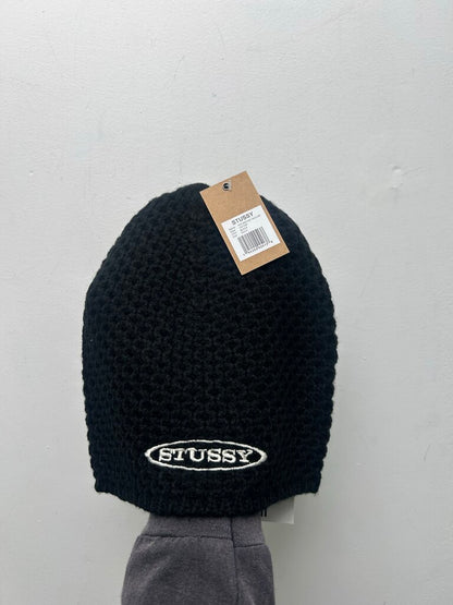 New Stussy Textured Knit Black Skullcap Beanie