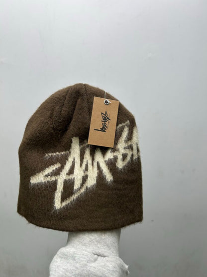 New Stussy Brushed Out Brown Cream Beanie