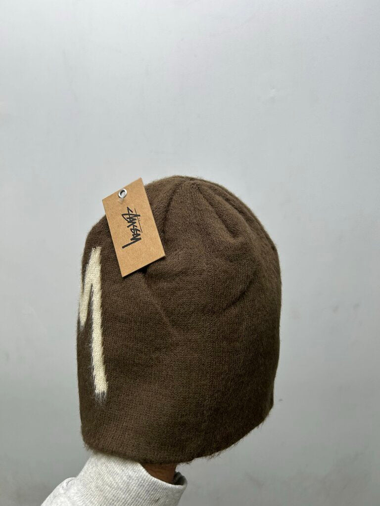 New Stussy Brushed Out Brown Cream Beanie