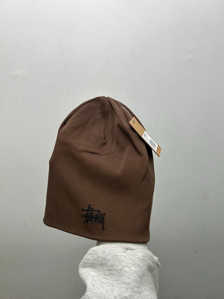 New Stussy Brown Jersey Skullcap Beanie