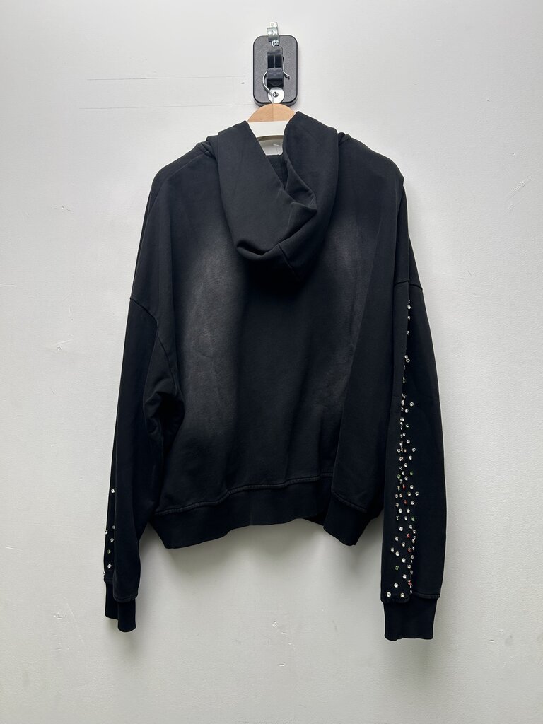 Preowned HMDD Black Rhinestone Zip Up Sz.Large