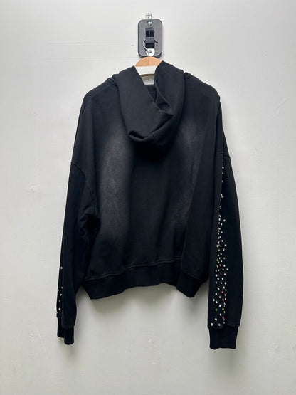Preowned HMDD Black Rhinestone Zip Up Sz.Large