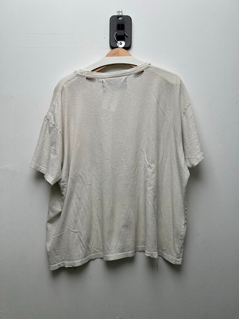 Preowned Paly White Private Hollywood Tee Sz.Large