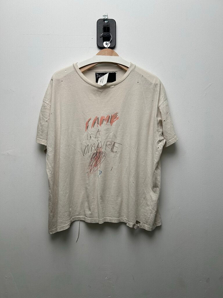 Preowned Paly White Fame Is A Vampire Tee Sz.Medium