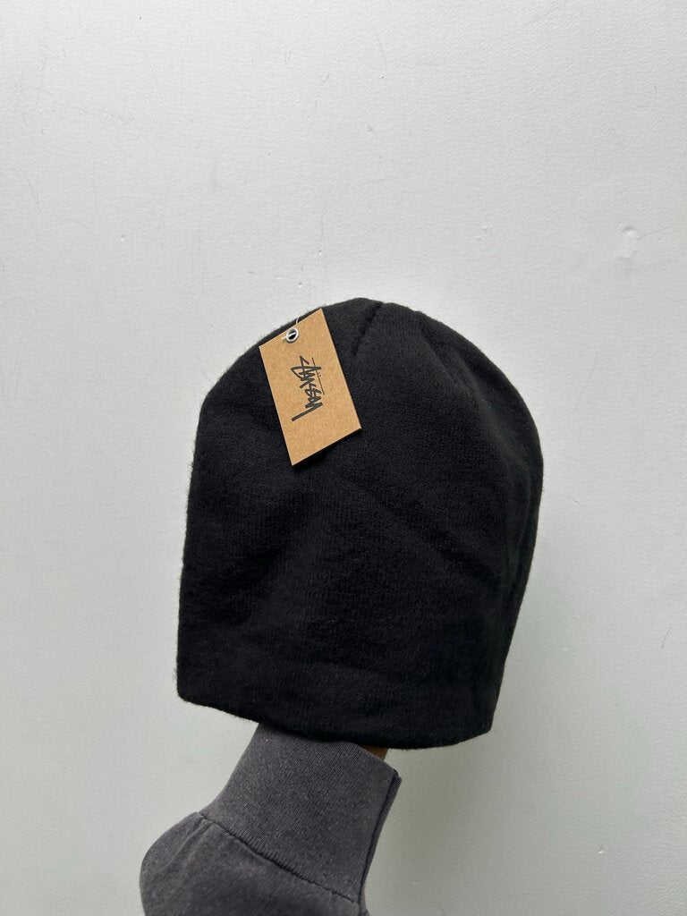 New Stussy White Big Logo Black Beanie