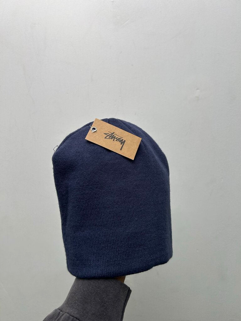 New Stussy Yellow Big Logo Navy Beanie