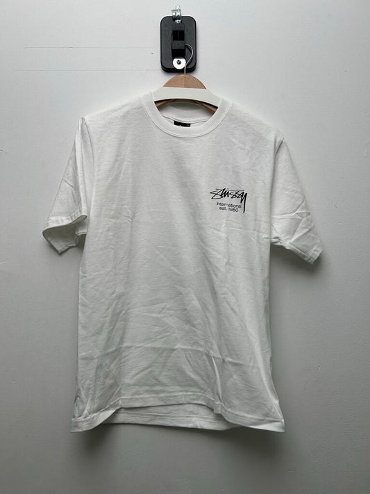 New Stussy Red Dice Clock White Tee sz.S