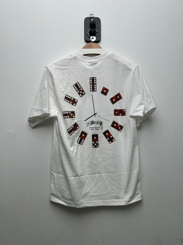 New Stussy Red Dice Clock White Tee sz.M