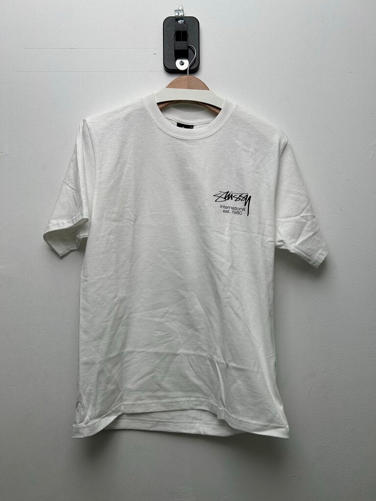 New Stussy Red Dice Clock White Tee sz.L