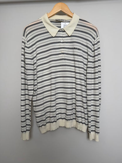 Preowned Miu Miu 3 Button Stripe Cream Black L/S size S/M